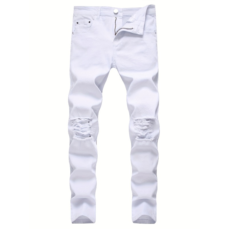 Distressed Jean Rip - Skinny Stretch Ripped Jeans Men's Distressed