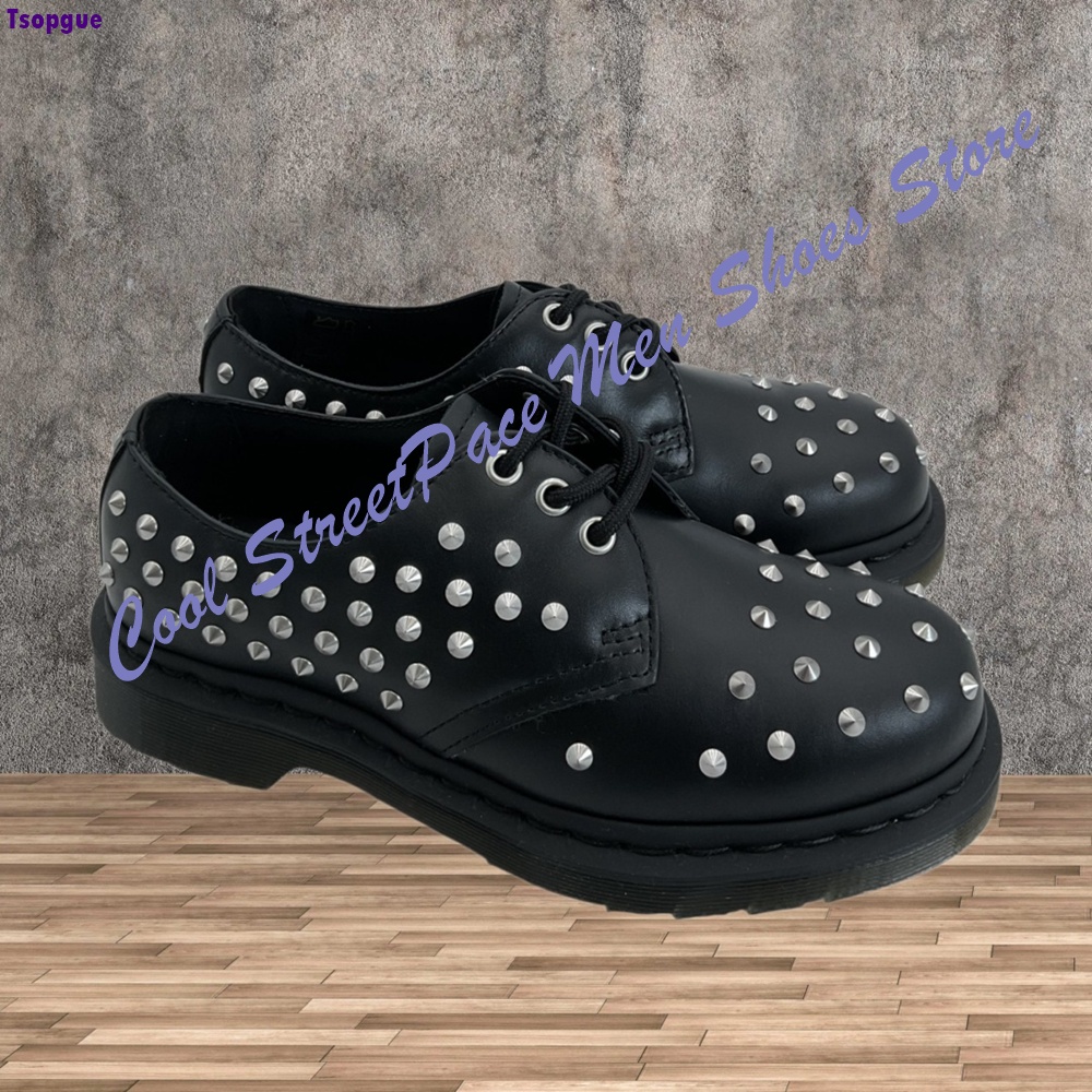 Street Fashion Runway - Punk Runway Style Silver Studded Low