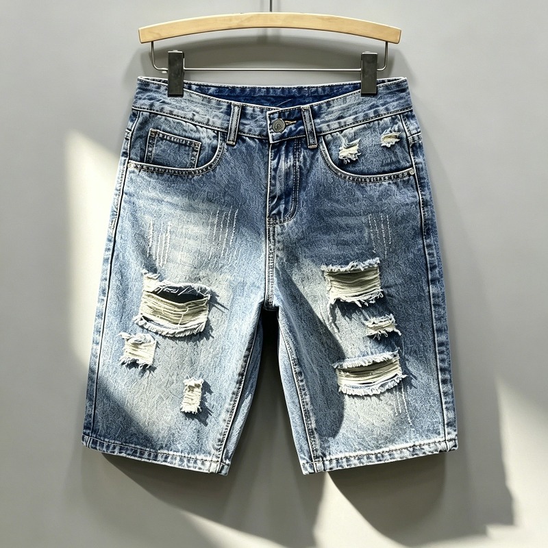 Distressed Jean Rip - Men Korean Style Distressed Denim Shorts