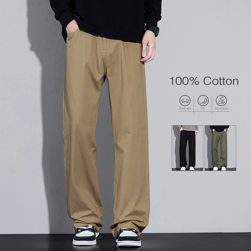 Street Fashion In Korea - 100% Cotton Men's Baggy Wide-leg Pants