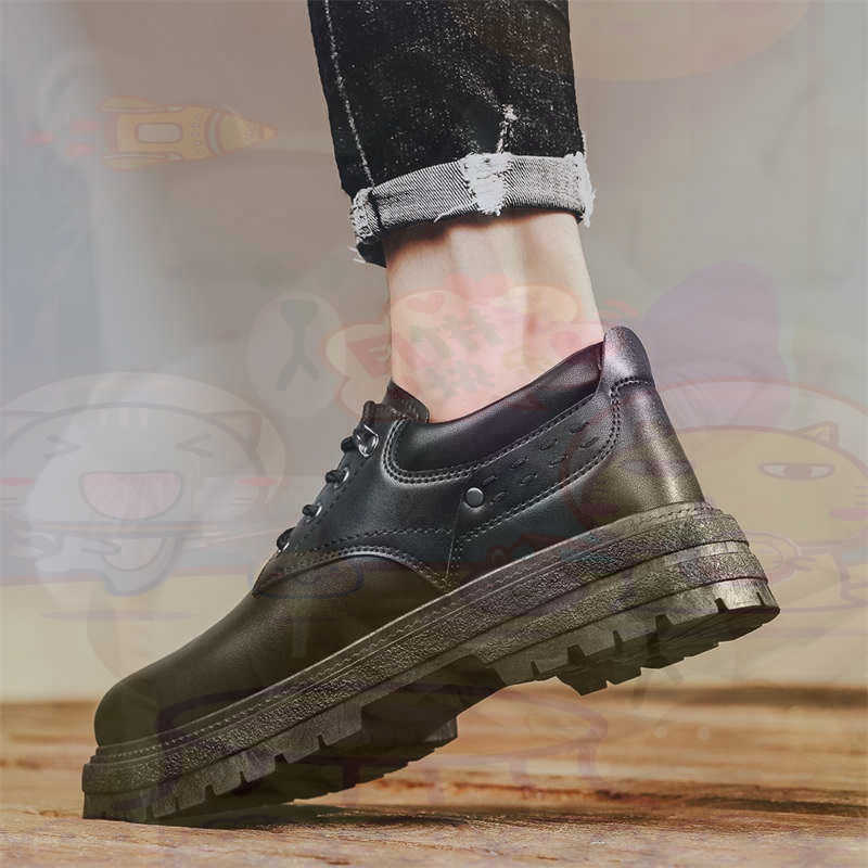 Street Fashion For Short Guys - Dark Natural Leather Fashion Trainers Tennis