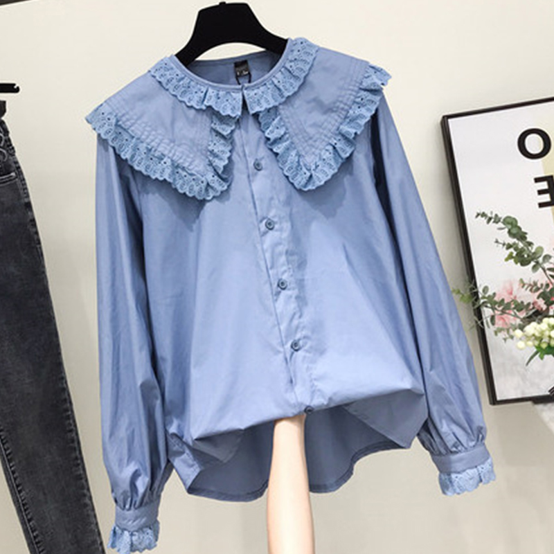 Street Fashion In Korea - Women Chic Peter Pan Collar Shirts