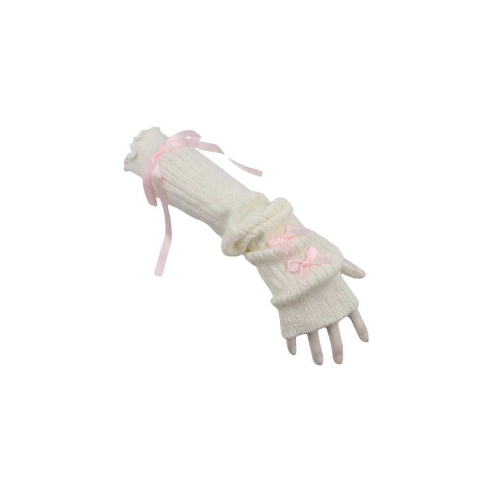 Street Fashion In Korea - Streetwear Elastic Knitted Bow Arm Sleeves