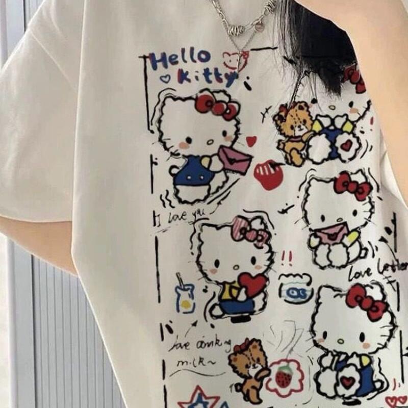 Street Fashion Us - Short-Sleeved Summer Hello Kitty Graffiti Printed