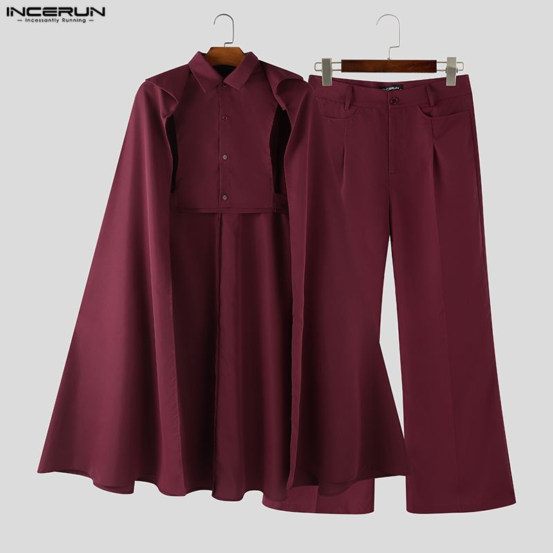 INCERUN Men Sets Solid Color L - Fashion Streetwear ulasan dan harga