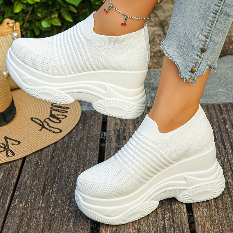 Women's Knitted White Chunky S - Chunky Sneaker Platform ulasan dan harga