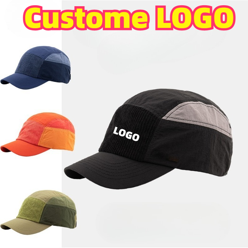 Custom Embroidered Logo Color  - Corduroy Cap 5 Panel ulasan dan harga