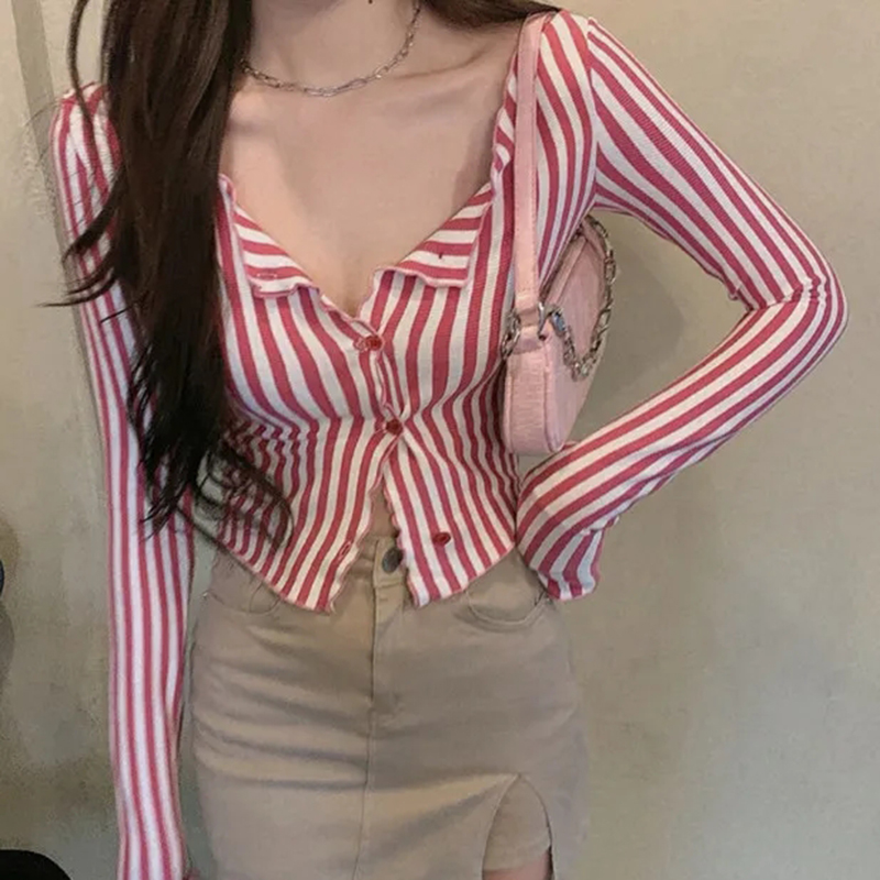 MEXZT Vintage Striped Shirts W - Street Fashion In Korea ulasan dan harga