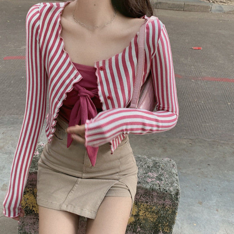 MEXZT Vintage Striped Shirts W - Street Fashion In Korea ulasan dan harga