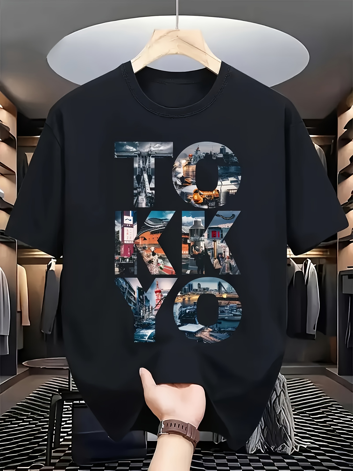 Trendy Men's Black Graphic T-S - Street Fashion Tokyo ulasan dan harga