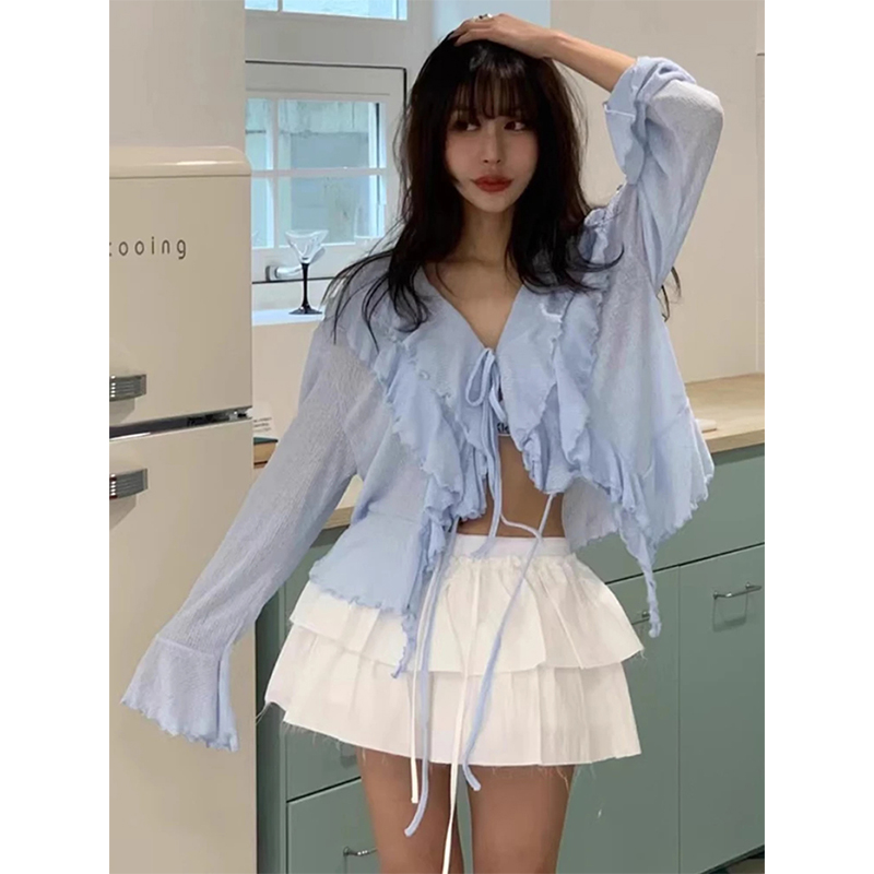 MEXZT Cropped White Shirts Wom - Street Fashion In Korea ulasan dan harga