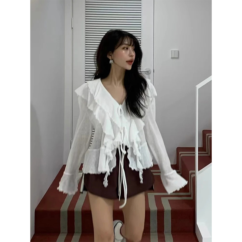 MEXZT Cropped White Shirts Wom - Street Fashion In Korea ulasan dan harga