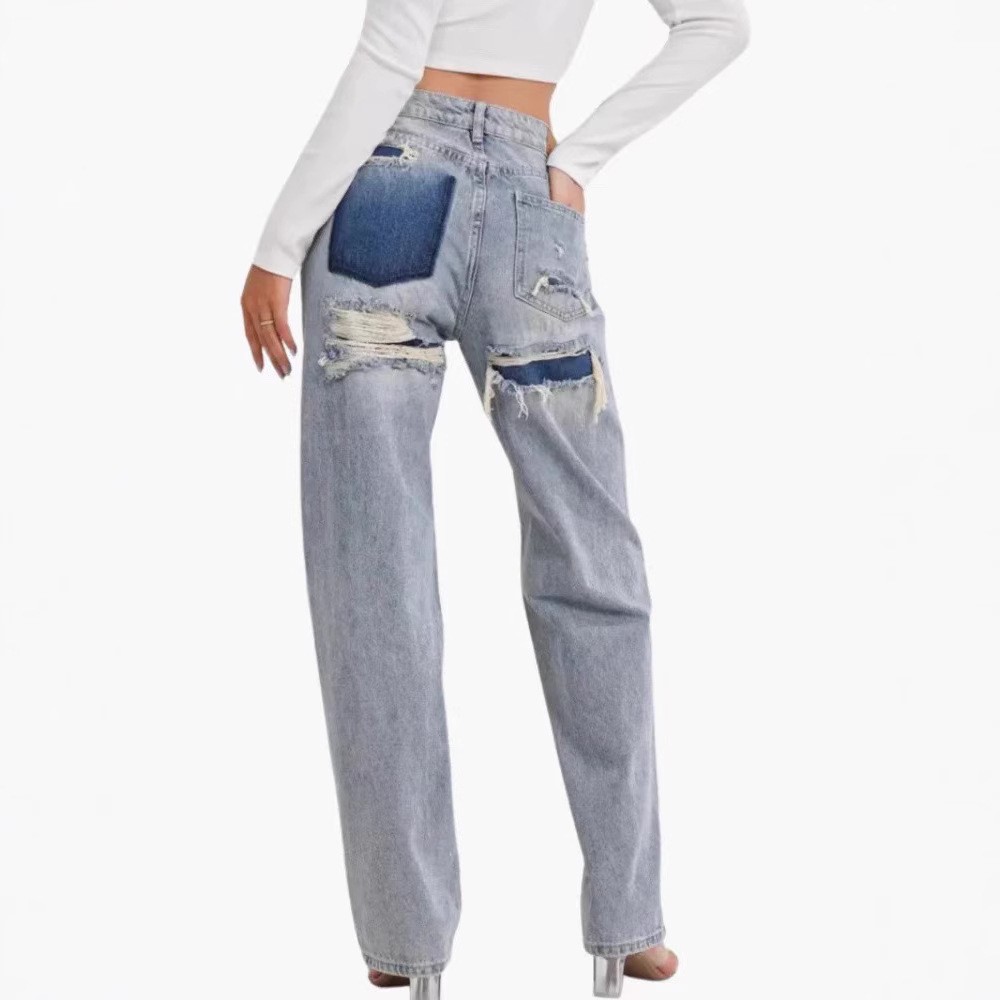 Women's Mid Waist Loose Fit Di - Distressed Jean Rip ulasan dan harga