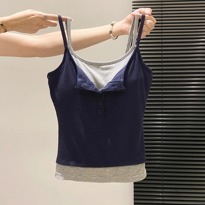 Fashion Fake Two Piece Camisol - Street Fashion Korean Girl ulasan dan harga