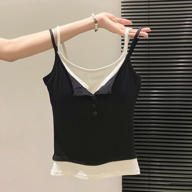 Fashion Fake Two Piece Camisol - Street Fashion Korean Girl ulasan dan harga