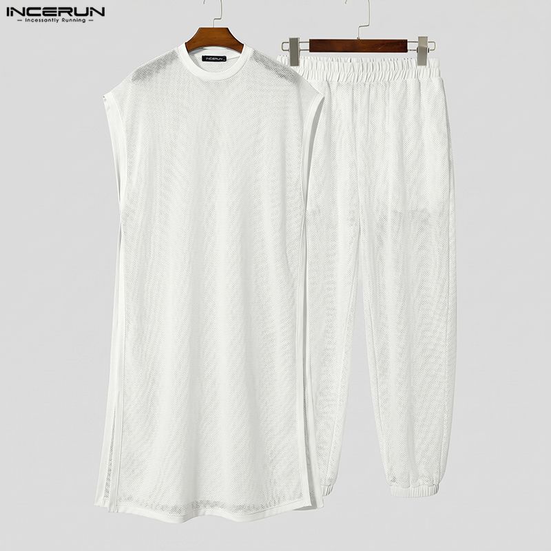 INCERUN Men Sets Mesh See Thro - Fashion Streetwear ulasan dan harga