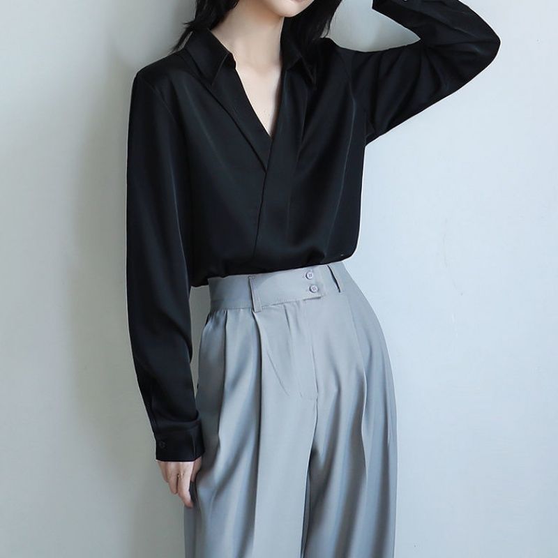 Gidyq Women Black Chiffon Shir - Street Fashion In Korea ulasan dan harga