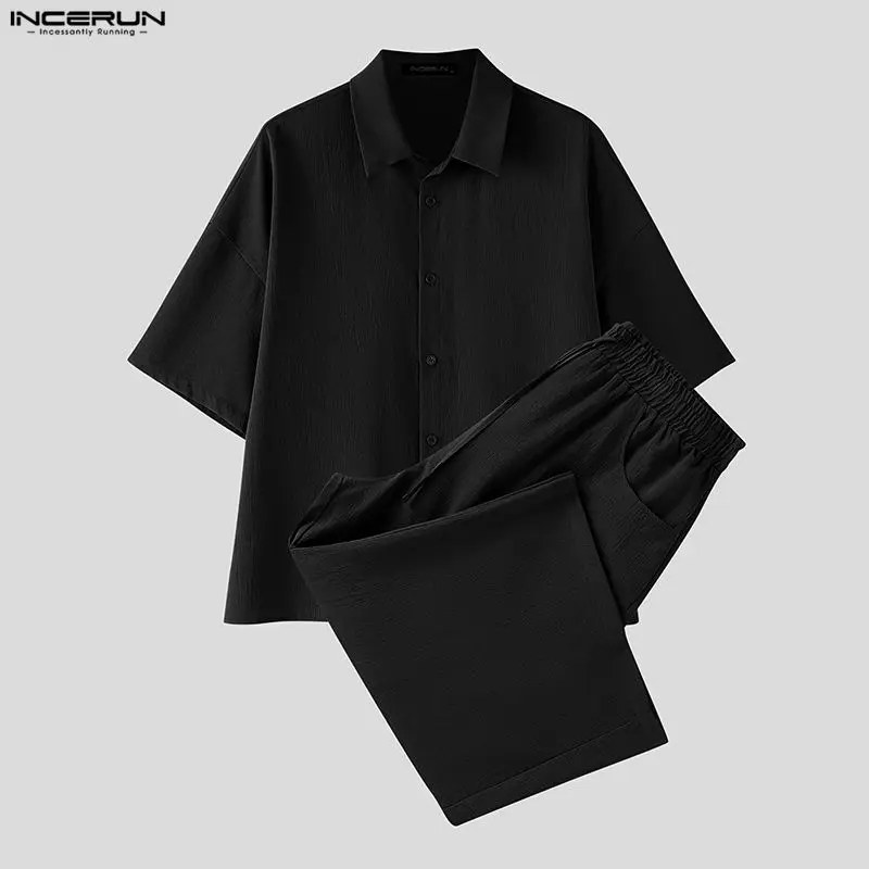 INCERUN Men's Sets Solid Lapel - Fashion Streetwear ulasan dan harga