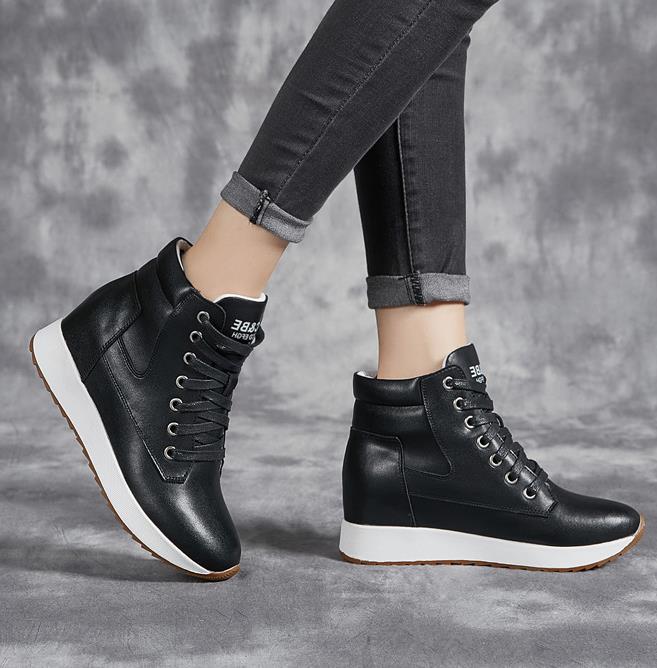 7CM Genuine Leather Women Ankl - Chunky Sneaker Platform ulasan dan harga