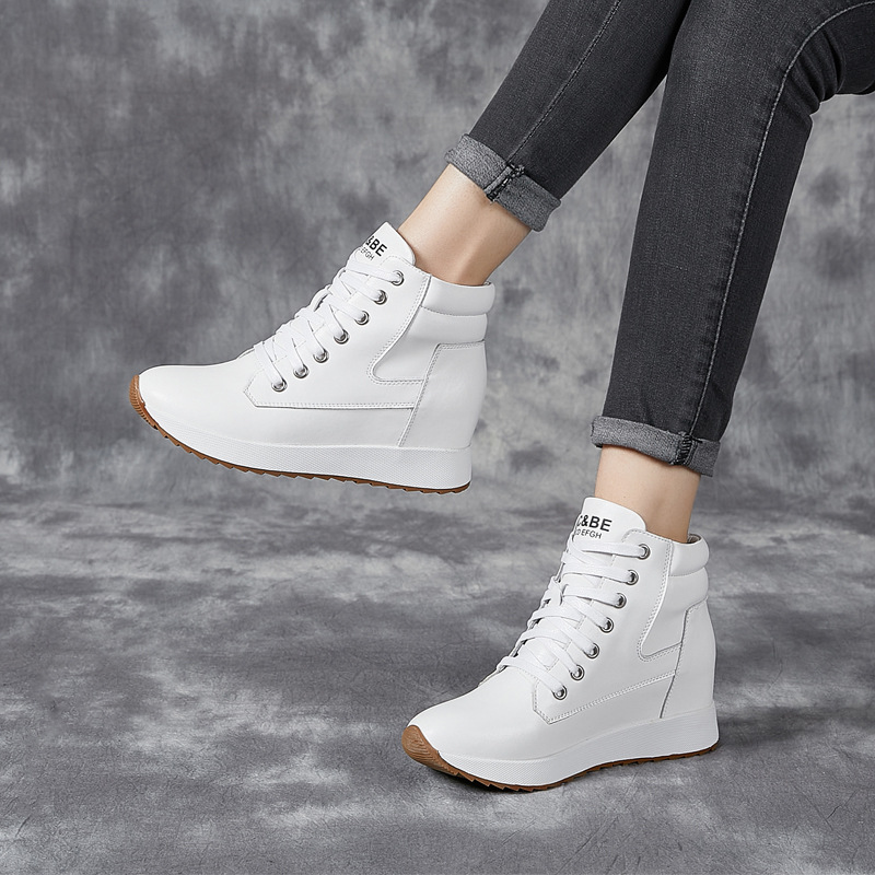 7CM Genuine Leather Women Ankl - Chunky Sneaker Platform ulasan dan harga