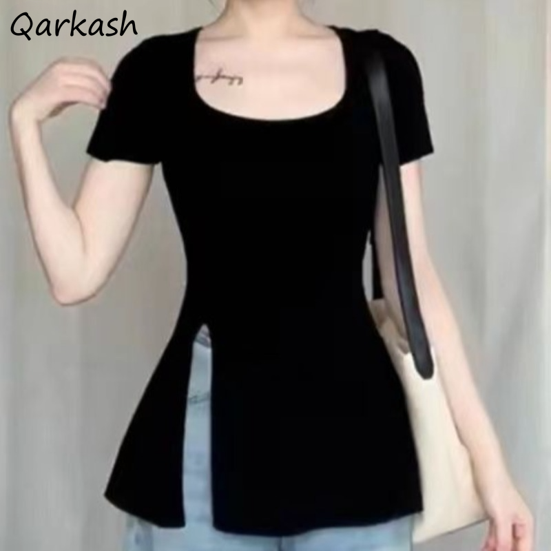 Summer T-shirts for Women Slit - Street Fashion Korean Girl ulasan dan harga
