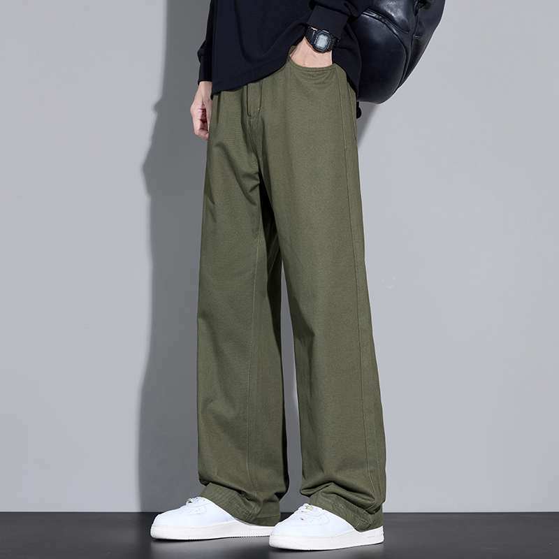 100% Cotton Men's Baggy Wide-l - Street Fashion In Korea ulasan dan harga