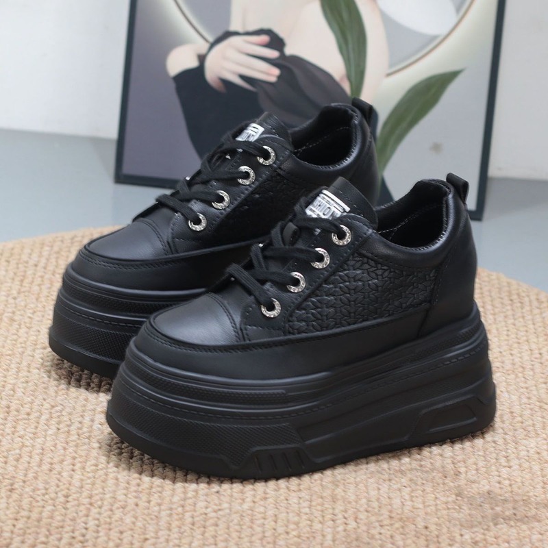 2026 New 10CM Genuine Leather  - Chunky Sneaker Platform ulasan dan harga