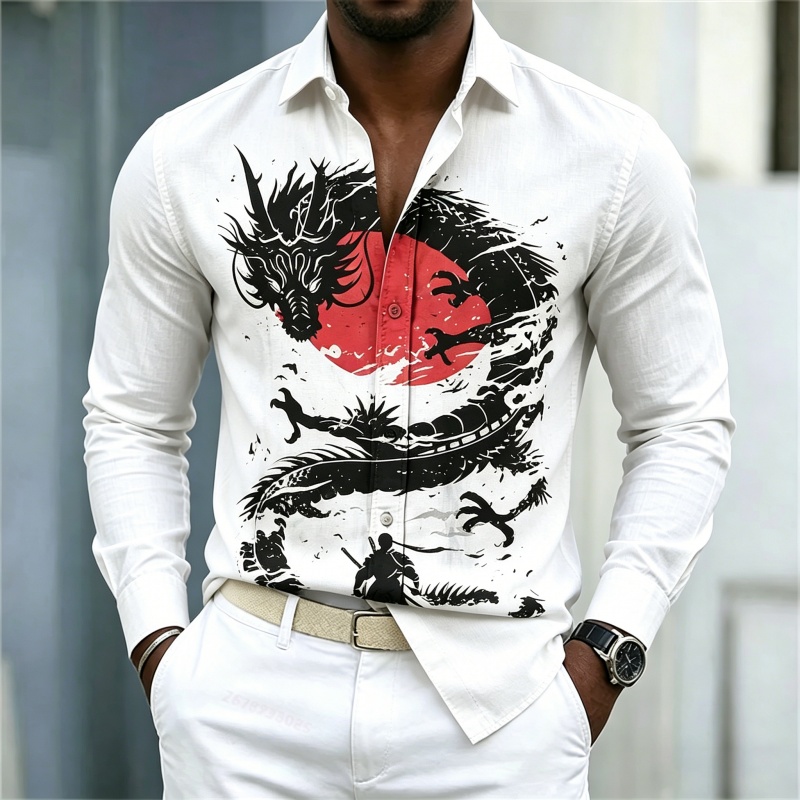 2026 New Men's Shirt White Bla - Fashion Streetwear ulasan dan harga