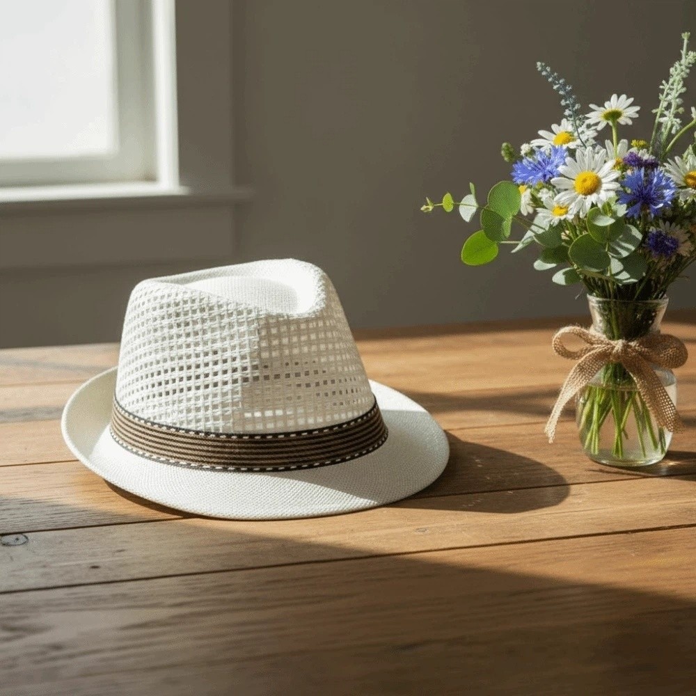 Short Brim Men Panama Hat Brea - Street Fashion Hats ulasan dan harga