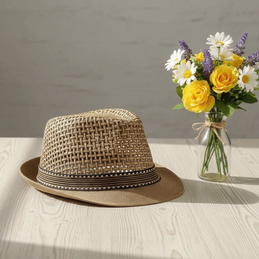 Short Brim Men Panama Hat Brea - Street Fashion Hats ulasan dan harga