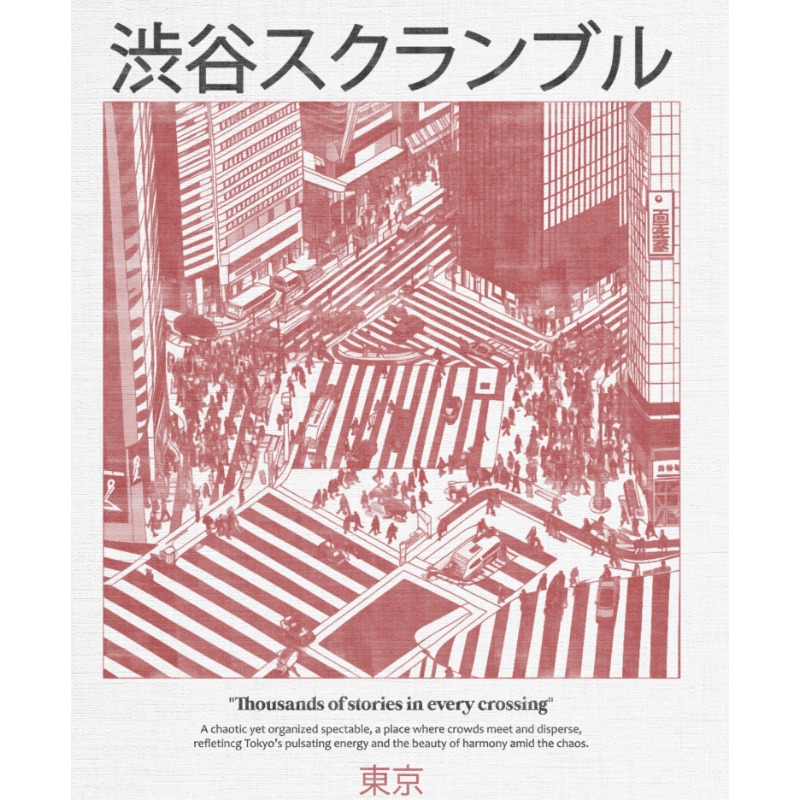 Shibuya Crossroads Pattern T-s - Street Fashion Shibuya ulasan dan harga