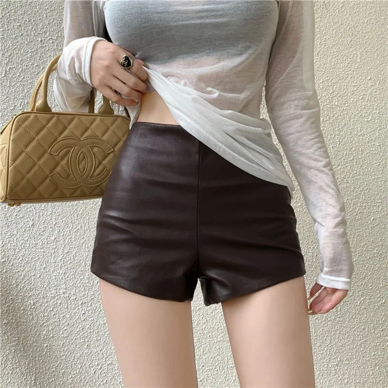 PU Leather Shorts Women Solid  - Street Fashion Korean Girl ulasan dan harga
