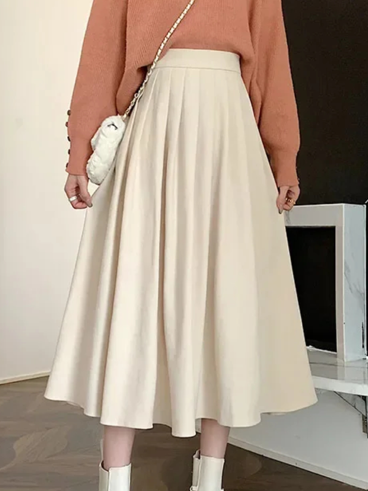 Women's Vintage Pleated Skirt  - Street Fashion Korean Girl ulasan dan harga