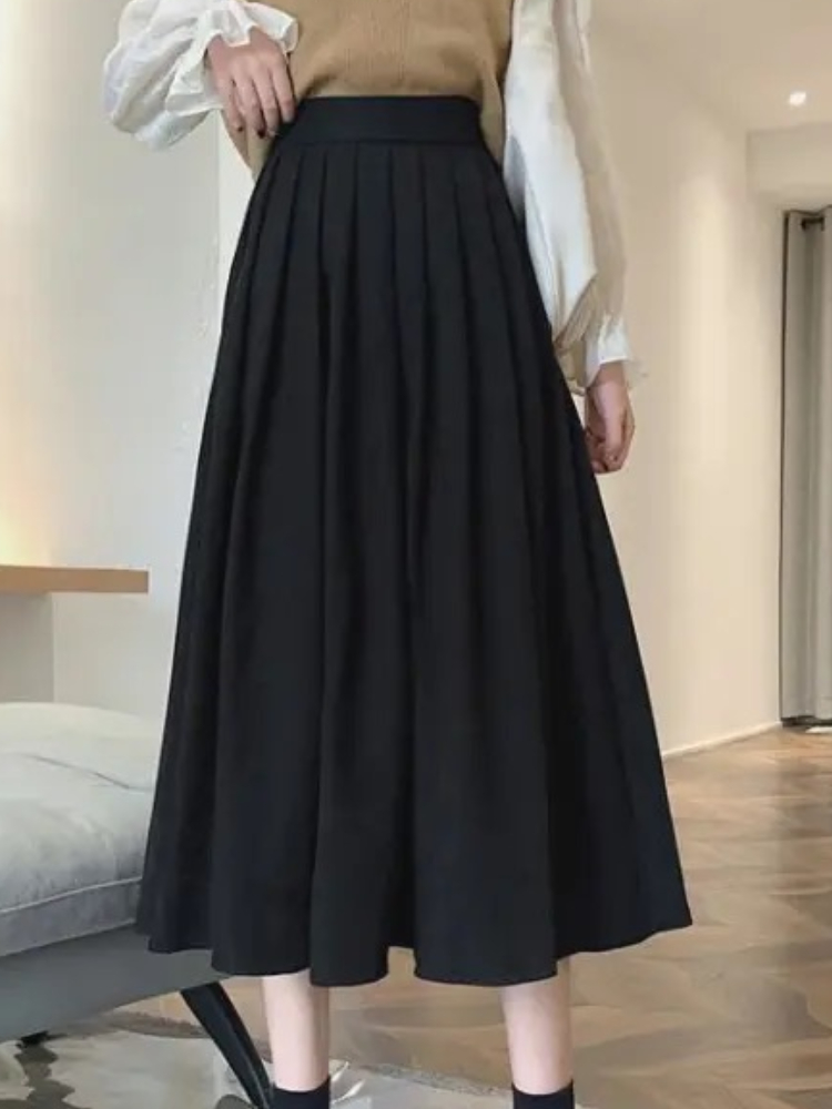 Women's Vintage Pleated Skirt  - Street Fashion Korean Girl ulasan dan harga