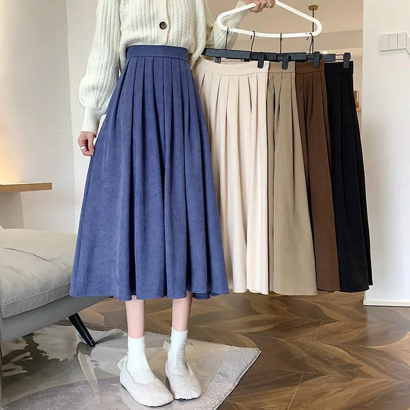 Women's Vintage Pleated Skirt  - Street Fashion Korean Girl ulasan dan harga