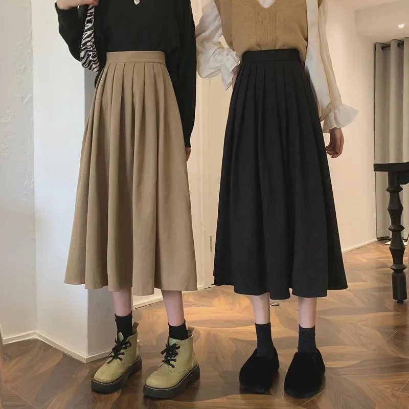 Women's Vintage Pleated Skirt  - Street Fashion Korean Girl ulasan dan harga