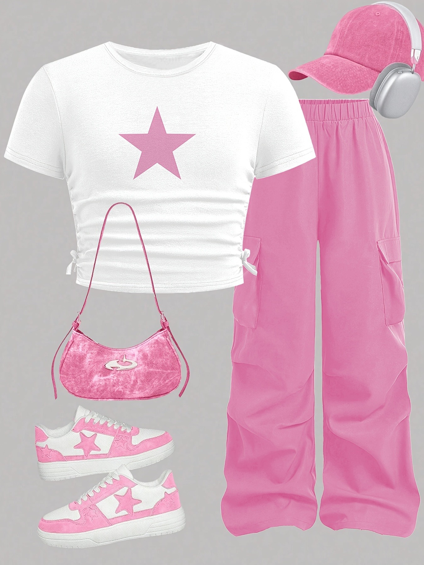 Trendy Girls 2Pcs Co-Ord, Whit - Street Fashion Co ulasan dan harga