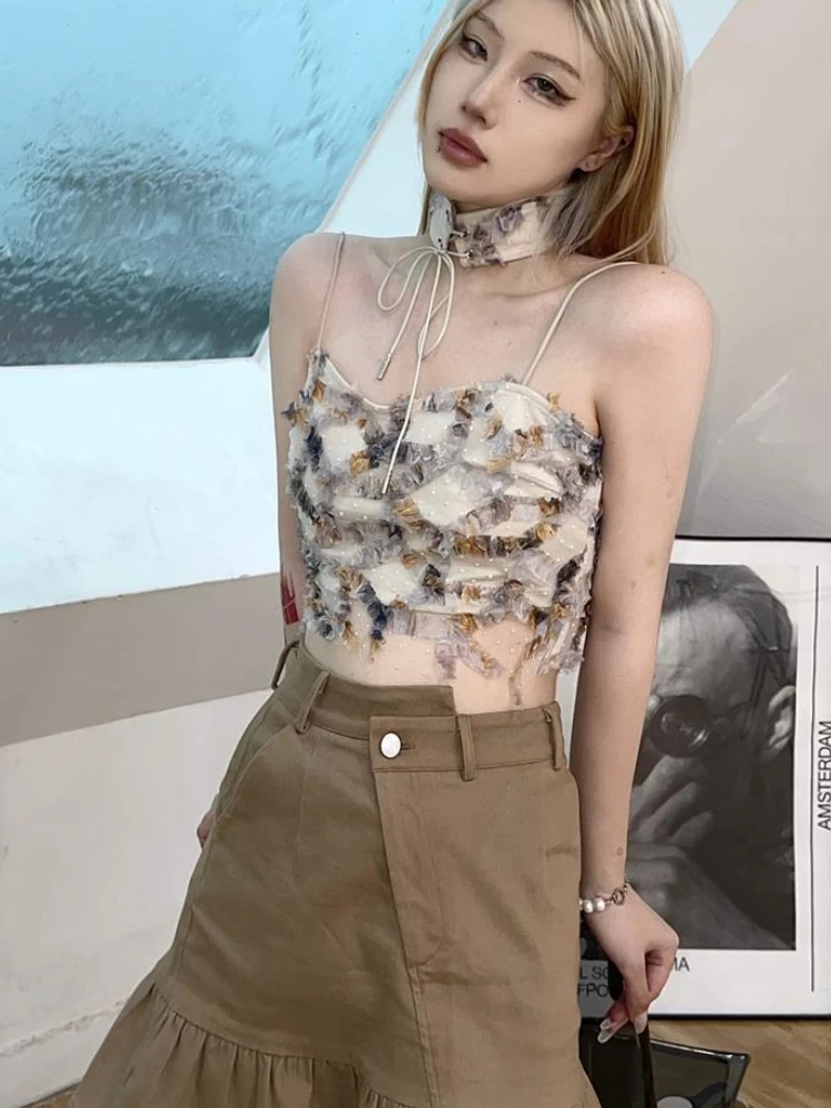 Camis Women Summer Print Crop  - Street Fashion Korean Girl ulasan dan harga