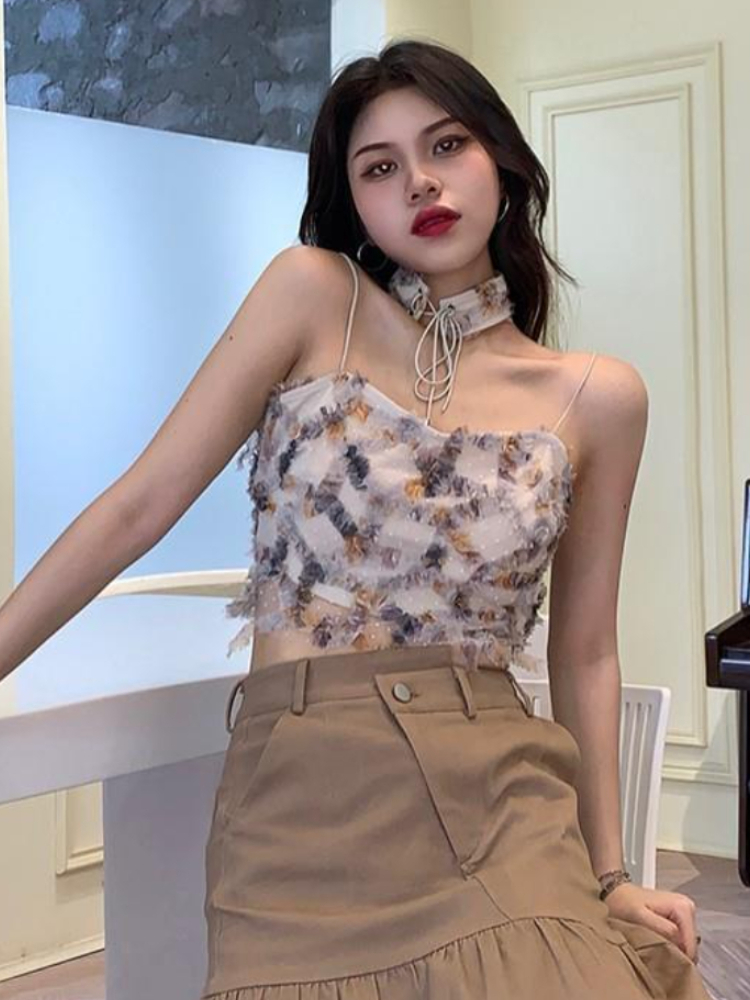 Camis Women Summer Print Crop  - Street Fashion Korean Girl ulasan dan harga