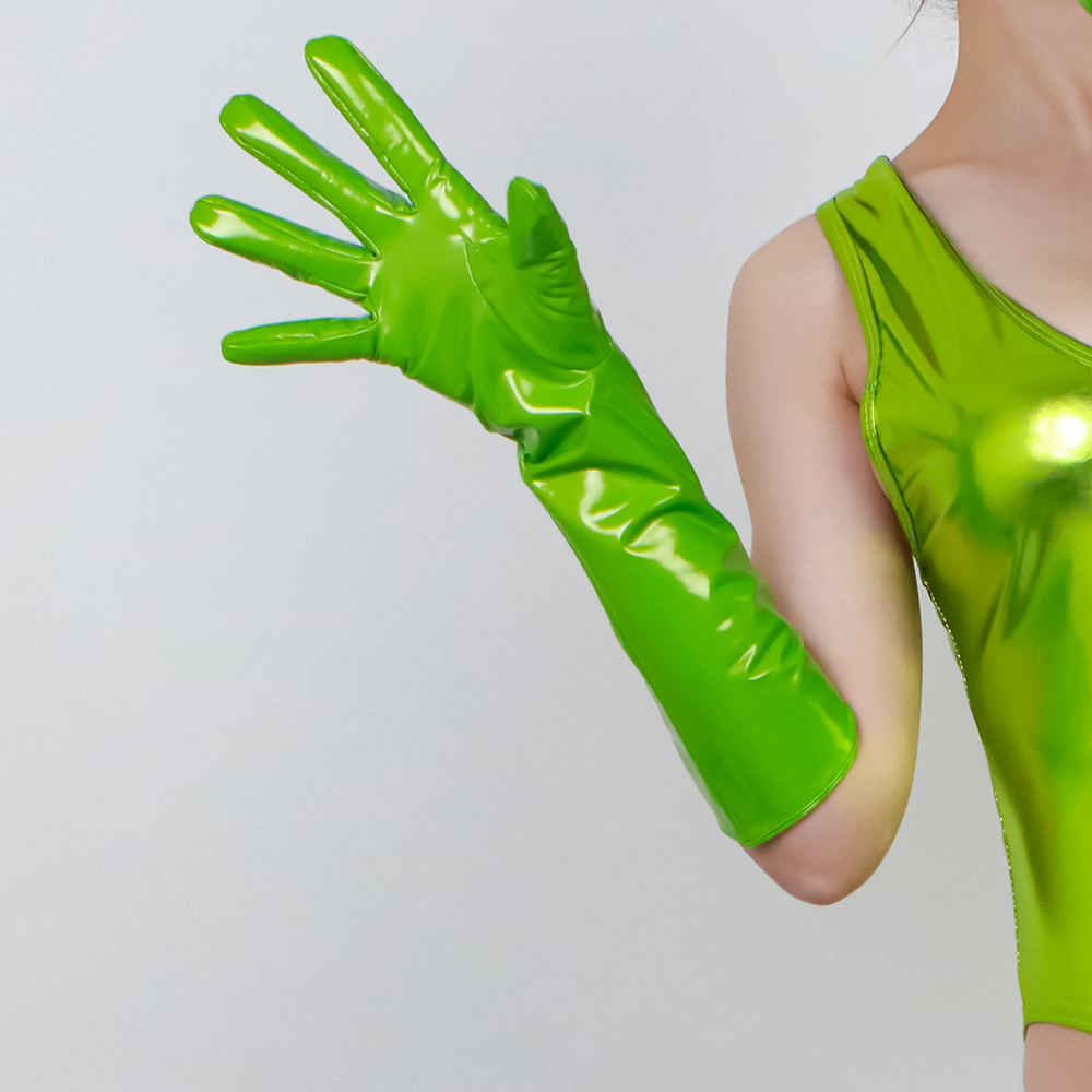 40cm Long Patent Leather Glove - Street Fashion Runway ulasan dan harga