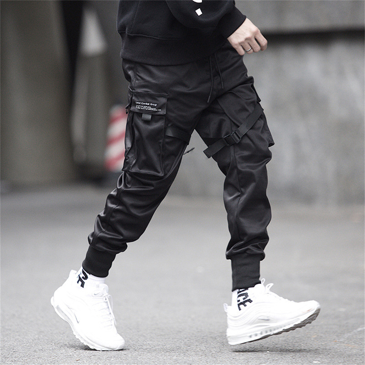 Black Hip Hop Cargo Pants Summ - Street Fashion In Korea ulasan dan harga