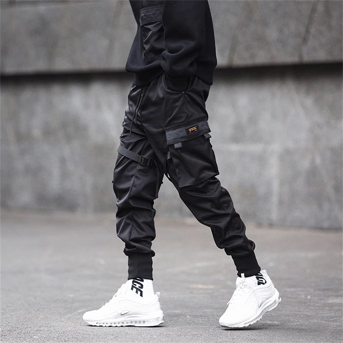 Black Hip Hop Cargo Pants Summ - Street Fashion In Korea ulasan dan harga