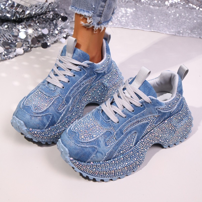 Fashion Rhinestone Women's Chu - Chunky Sneaker Platform ulasan dan harga
