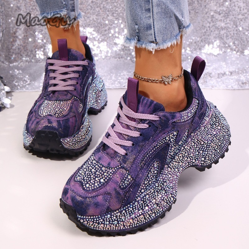 Fashion Rhinestone Women's Chu - Chunky Sneaker Platform ulasan dan harga