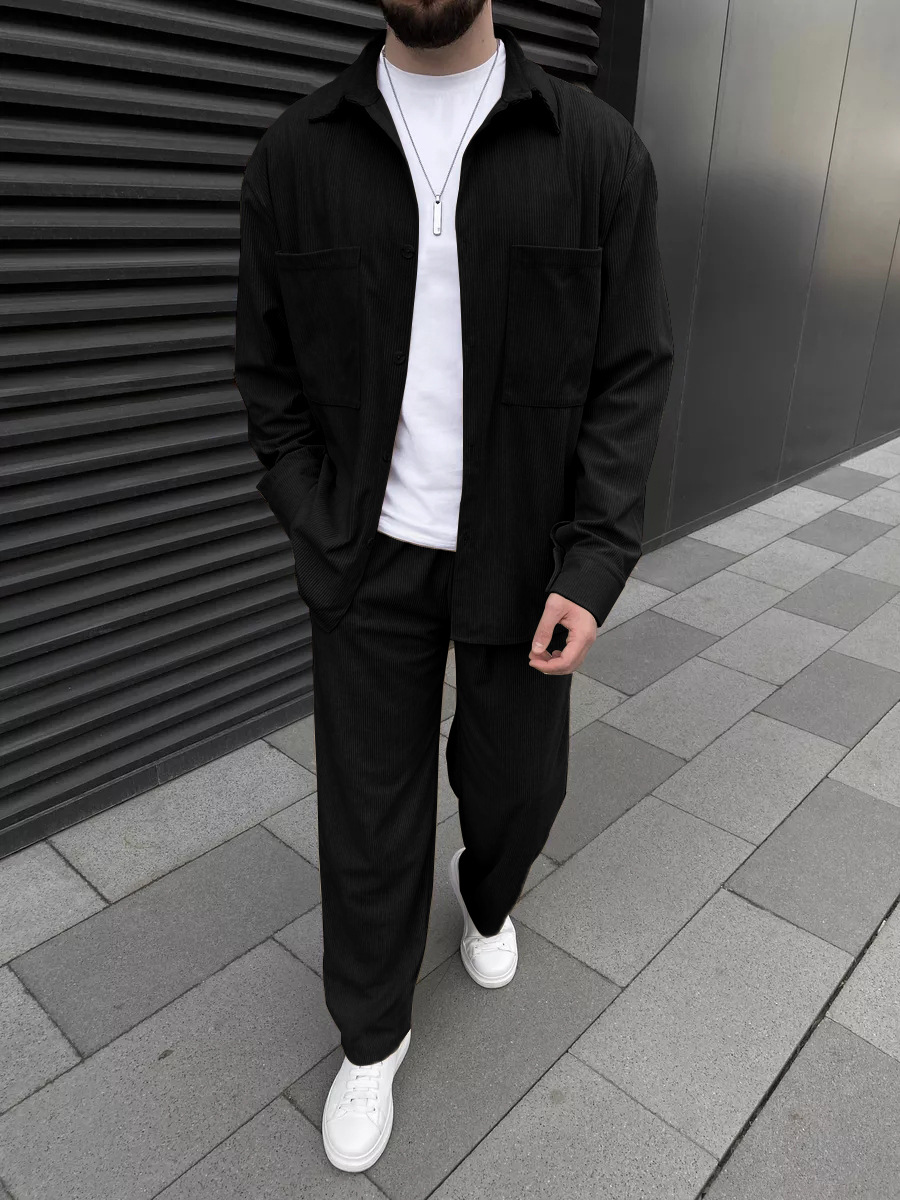 Men's corduroy two-piece outfi - Street Fashion Us ulasan dan harga