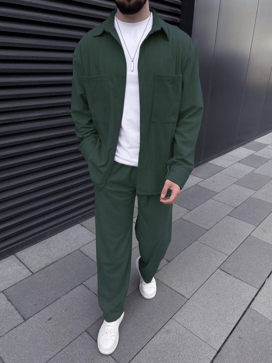 Men's corduroy two-piece outfi - Street Fashion Us ulasan dan harga