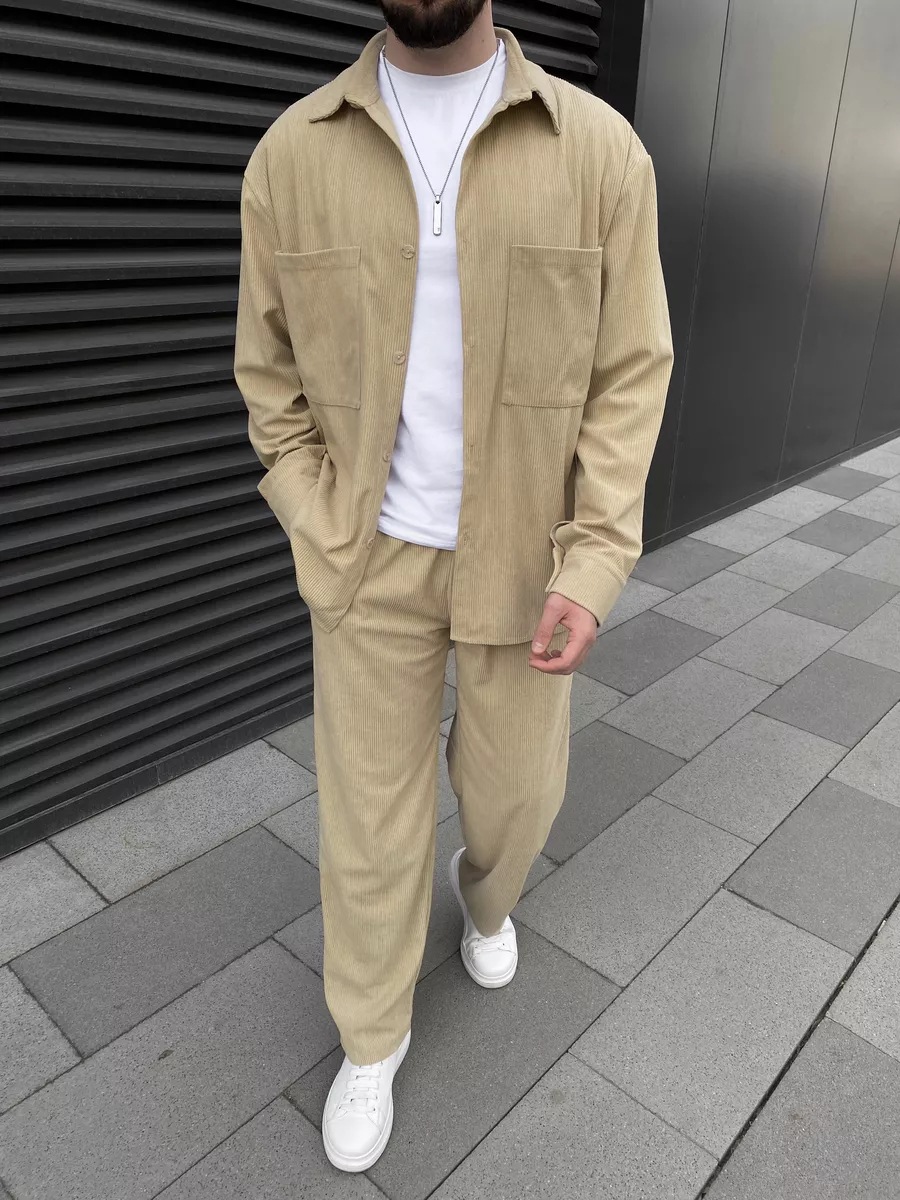 Men's corduroy two-piece outfi - Street Fashion Us ulasan dan harga