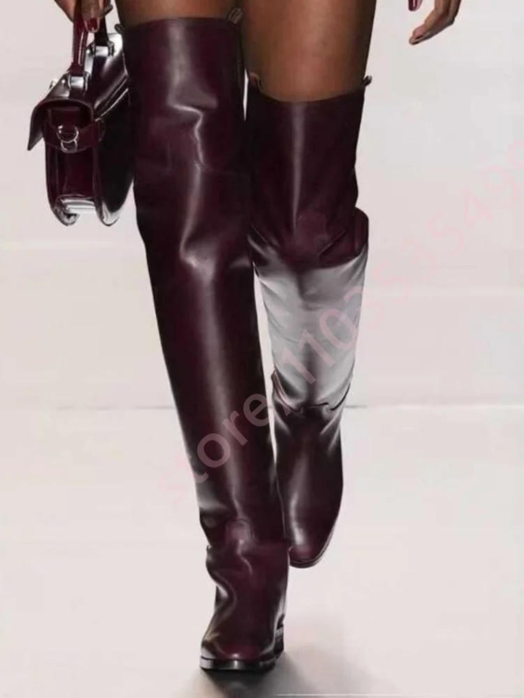 2025 Ladies Round Toe Over Kne - Street Fashion Model ulasan dan harga