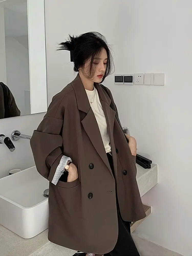 Vintage Brown Blazer Women Ele - Street Fashion Official ulasan dan harga