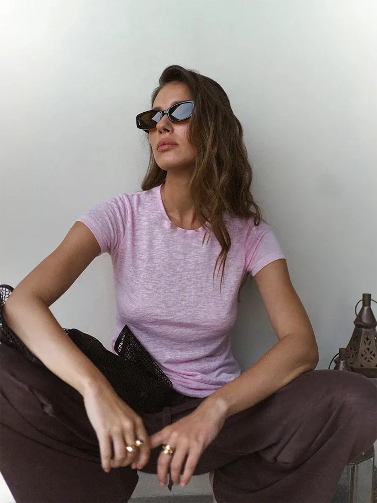 Fashion Light Purple Slub Cott - Street Fashion Com ulasan dan harga